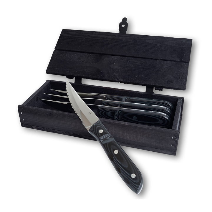 Gense - Old Farmer Steak knife XL, black / steel (4 pieces)