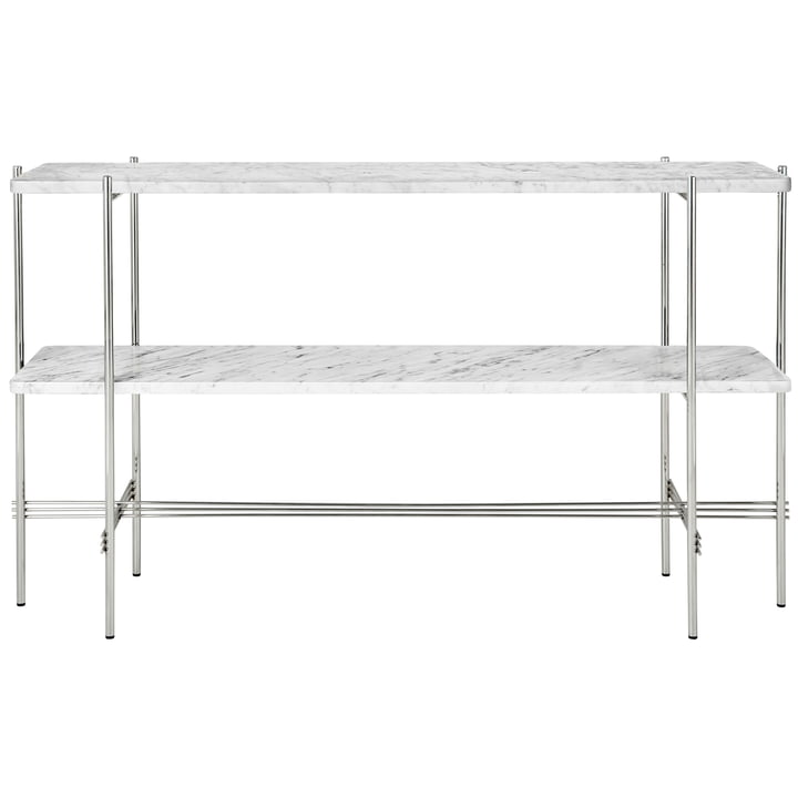 Gubi - TS Console table with 2 shelves, polished / marble white
