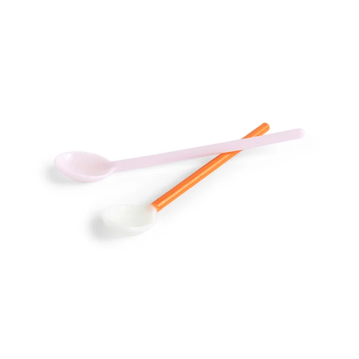 Glass spoon in set by HAY in the design duo, light pink / light orange (set of 2)