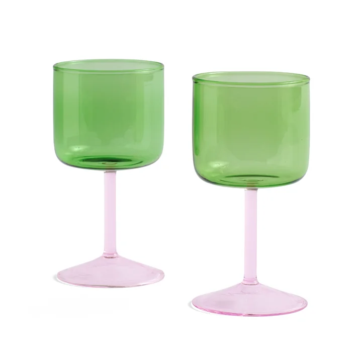 Tint Wine glass from HAY in the version green / pink (set of 2)