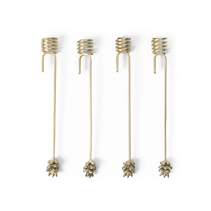 Forest Christmas tree candle holder by Ferm Living in the color brass (set of 4)