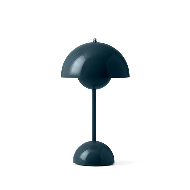 Flowerpot Battery table lamp VP9 from & Tradition in gray-blue (Exclusive Edition)