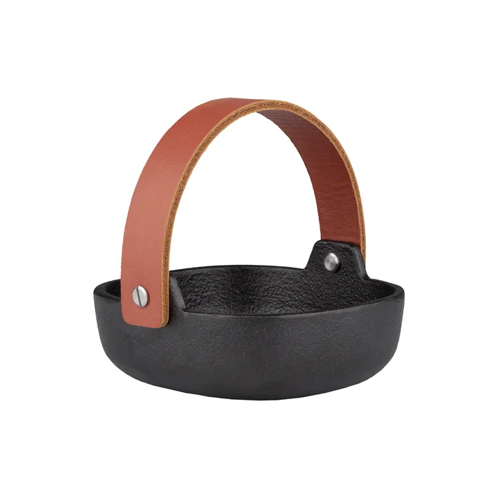Marimekko - Oiva Mini Koppa serving bowl with cast iron leather handle, 10.7 x 11.5 cm, black