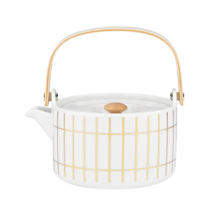 Oiva Tiiliskivi teapot, white / gold from Marimekko
