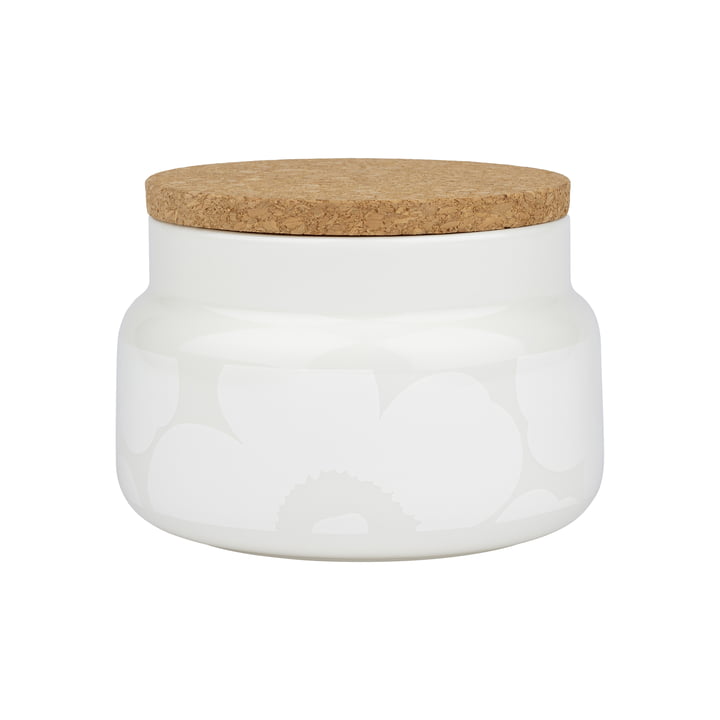 Oiva Unikko Storage jar, 700 ml, white from Marimekko
