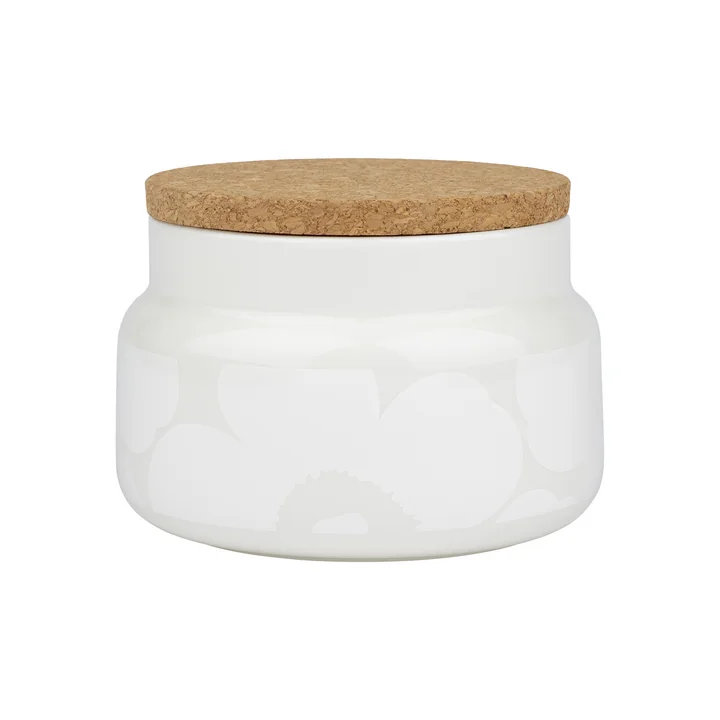 Oiva Unikko Storage jar, 700 ml, white from Marimekko