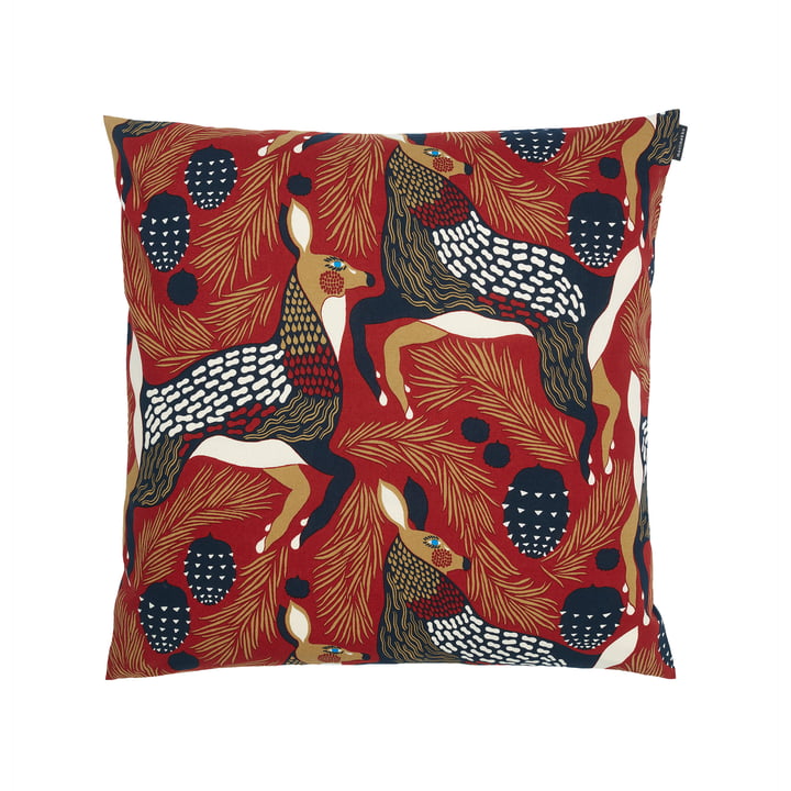 Pieni Peura Pillowcase, 50 x 50 cm, red / beige / dark blue from Marimekko