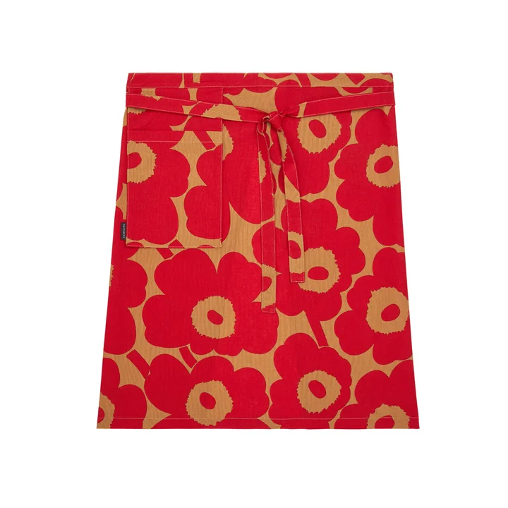 Marimekko - Pieni Unikko Apron, brown / red
