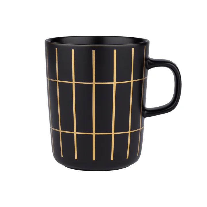 Marimekko - Tiiliskivi Mug with handle, 250 ml, black / gold