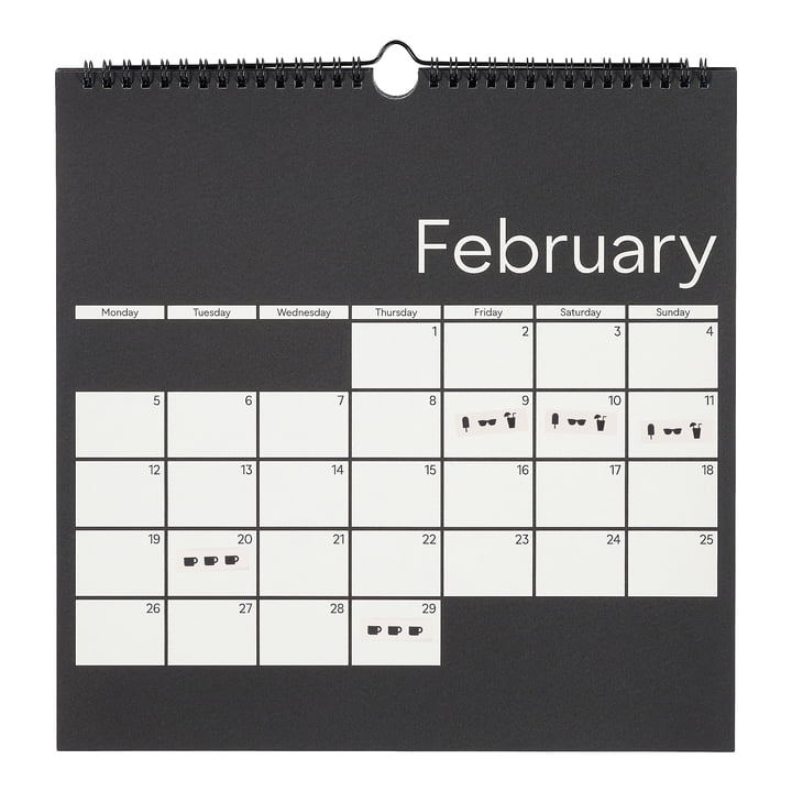 Design letters wall calendar-2024-light-grey-black-free