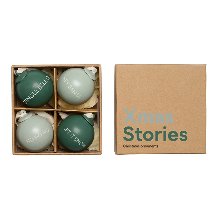Design-Letters-X-MAS-Stories-Decoration-Anhaenger-4-cm-dark-green-dusty-green-4-piece-set-free