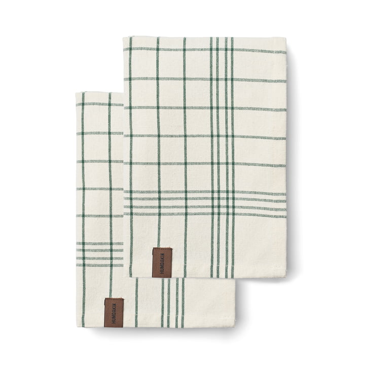 Organic cotton tea towel, 45 x 70 cm, striped / green (set of 2) by Humdakin