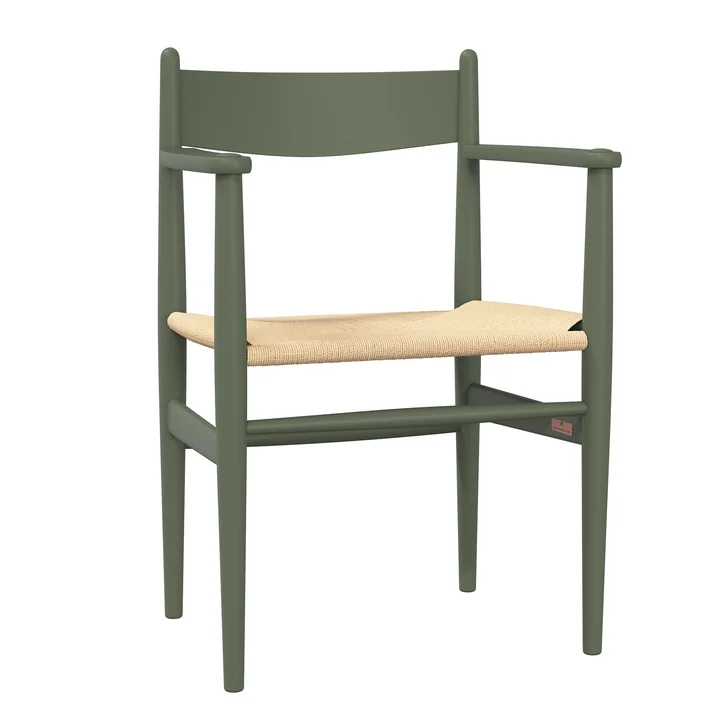 Carl Hansen - CH37 Chair, beech soft olive green lacquered / natural wickerwork