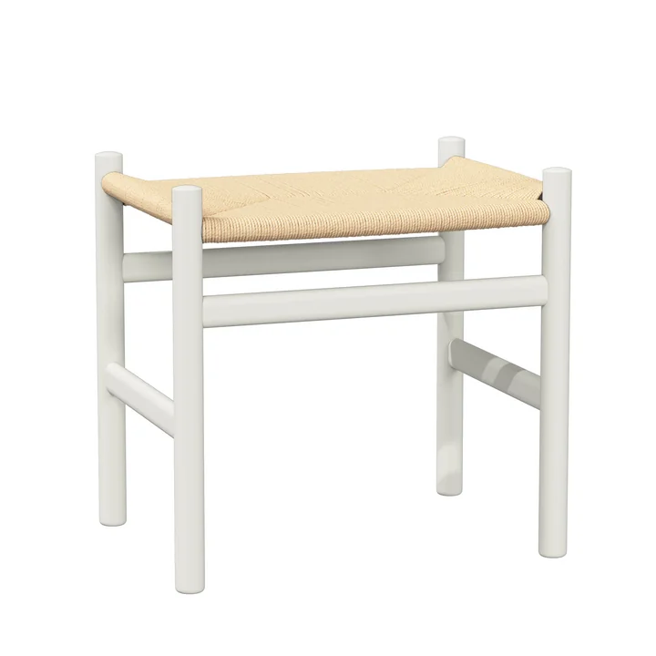 Carl Hansen - CH53 Stool, beech soft natural white lacquered / natural wickerwork
