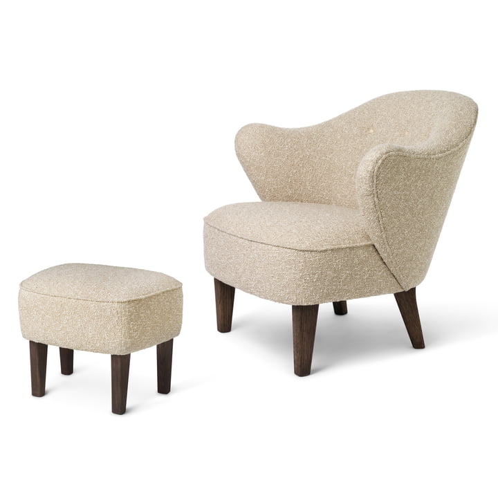 Audo - Ingeborg armchair and footstool, dark stained oak / beige (Sahco Zero 0001)