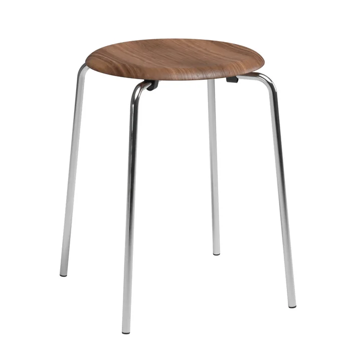 Fritz Hansen - Dot Stool, walnut veneer / chrome base