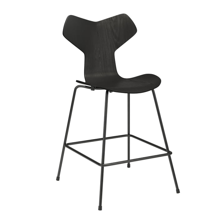 Grand Prix Bar stool from Fritz Hansen in the version low, ash black / black