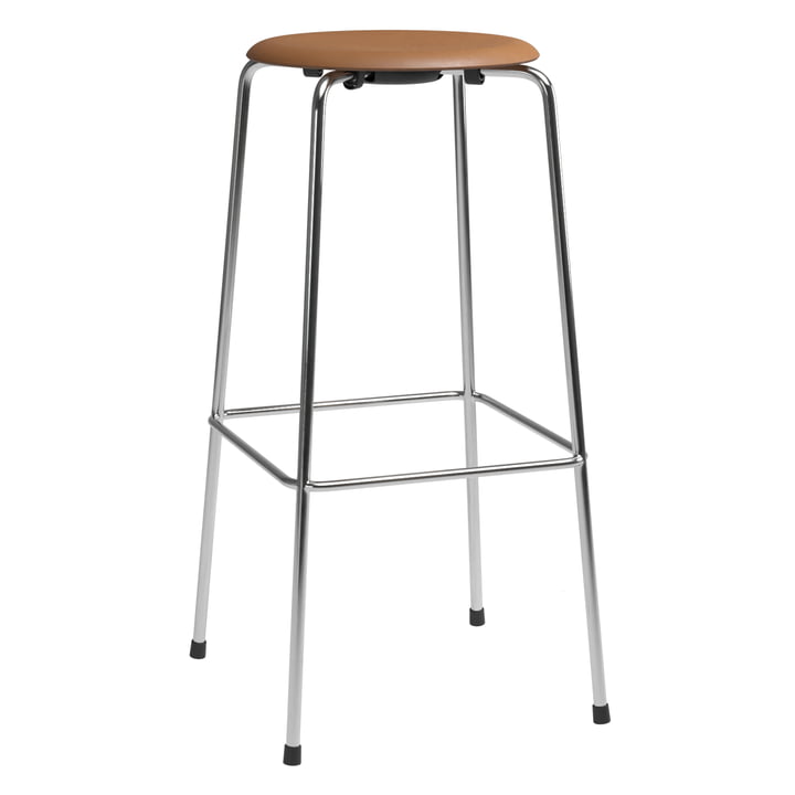 High Dot Bar stool from Fritz Hansen in walnut leather / chrome base (4 legs)