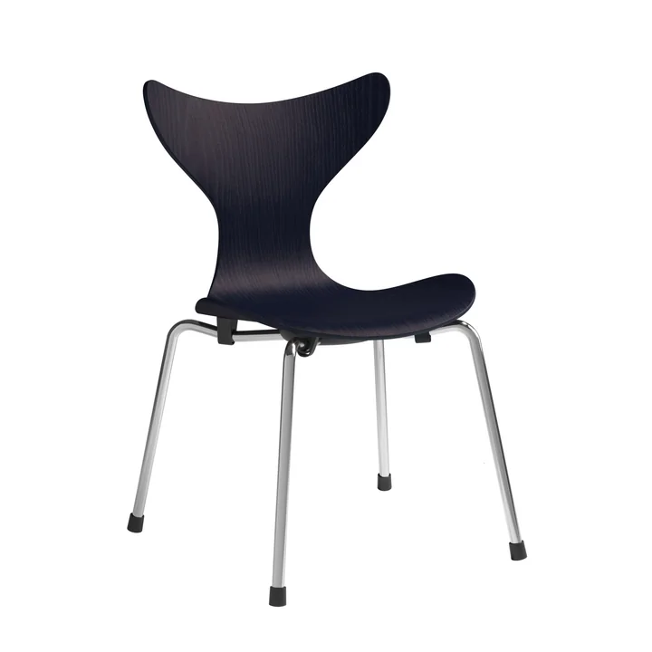 Lily Children's chair from Fritz Hansen in the version midnight blue / chrome