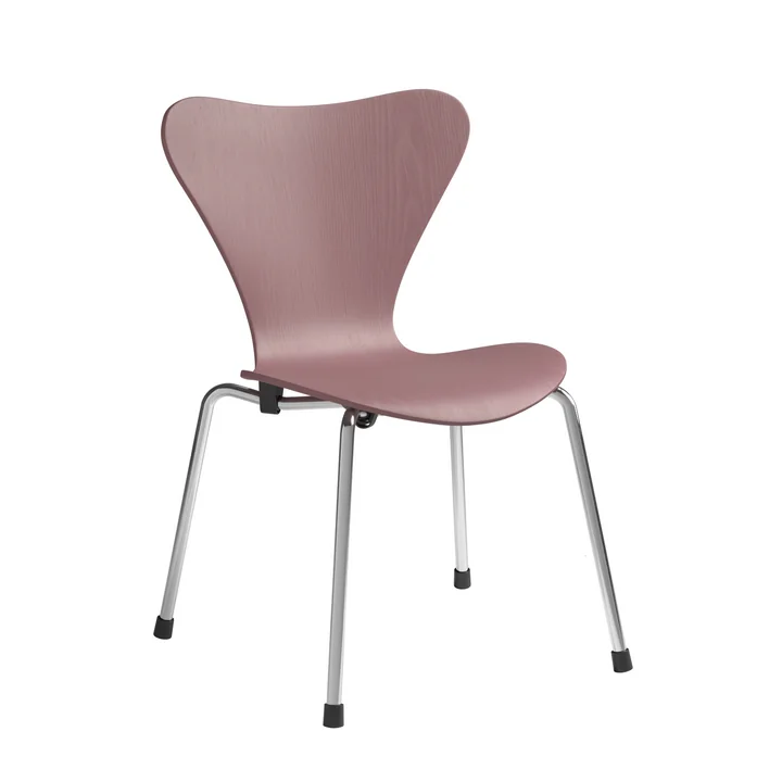 Series 7 children's chair from Fritz Hansen in the version wild rose / chrome