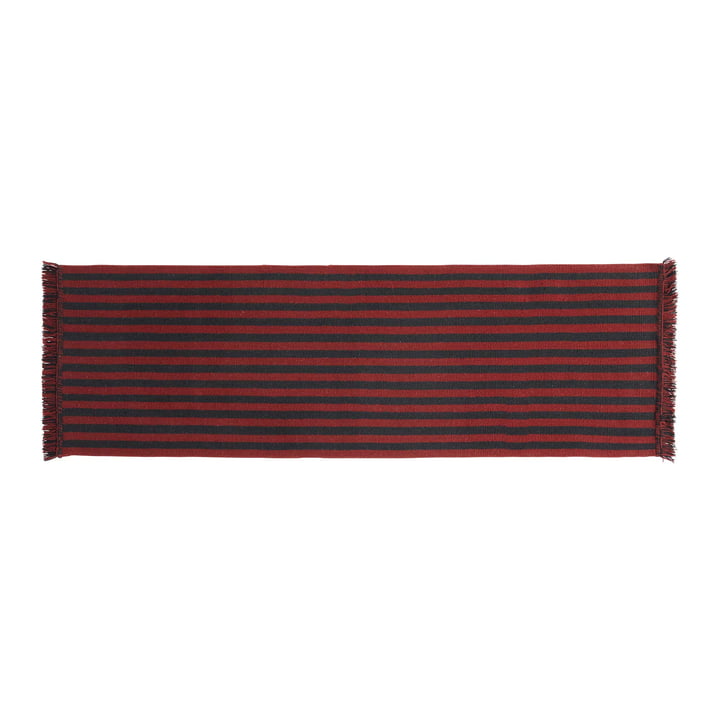 Hay - Stripes and Stripes Wool carpet, 200 x 60 cm, cherry
