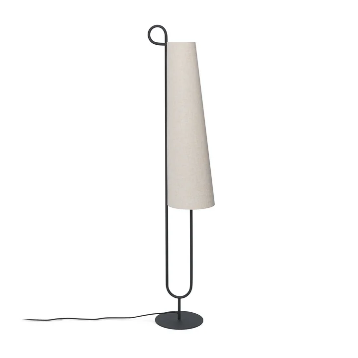 Ancora Floor lamp, frame black / lampshade natural by Ferm Living