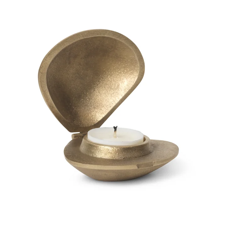Clam Tealight holder, brass by Ferm Living