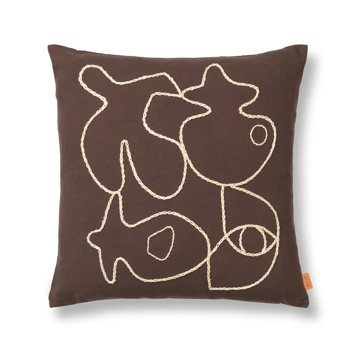 Ferm Living - Figure Cushion, 50 x 50 cm, coffee / sand