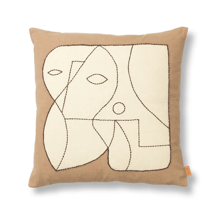 Ferm Living - Figure Cushion, 50 x 50 cm, dark taupe / off-white