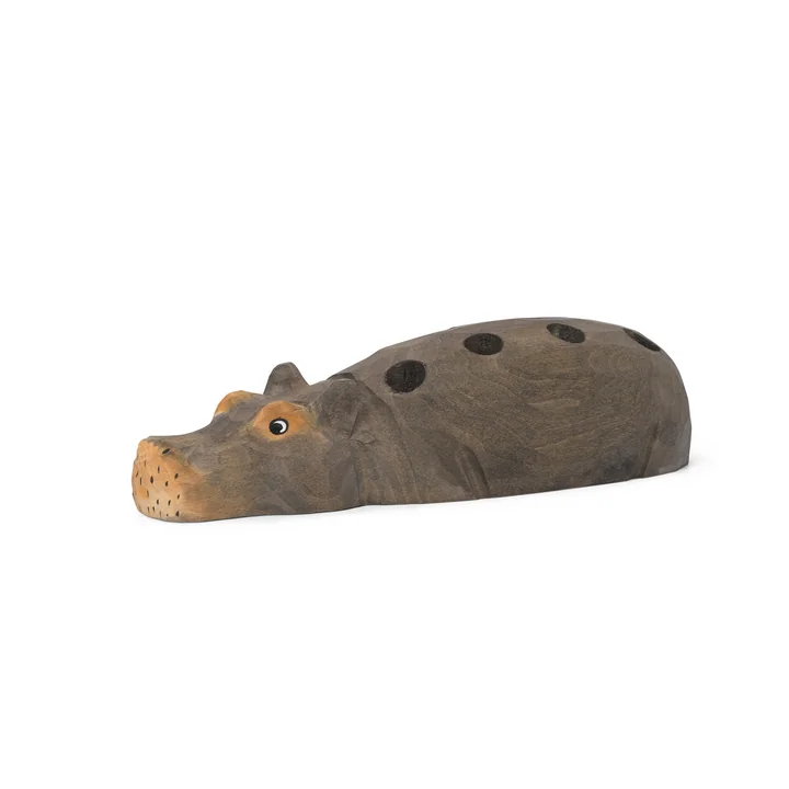 Ferm Living - Hippo pen holder, hand carved / hand painted
