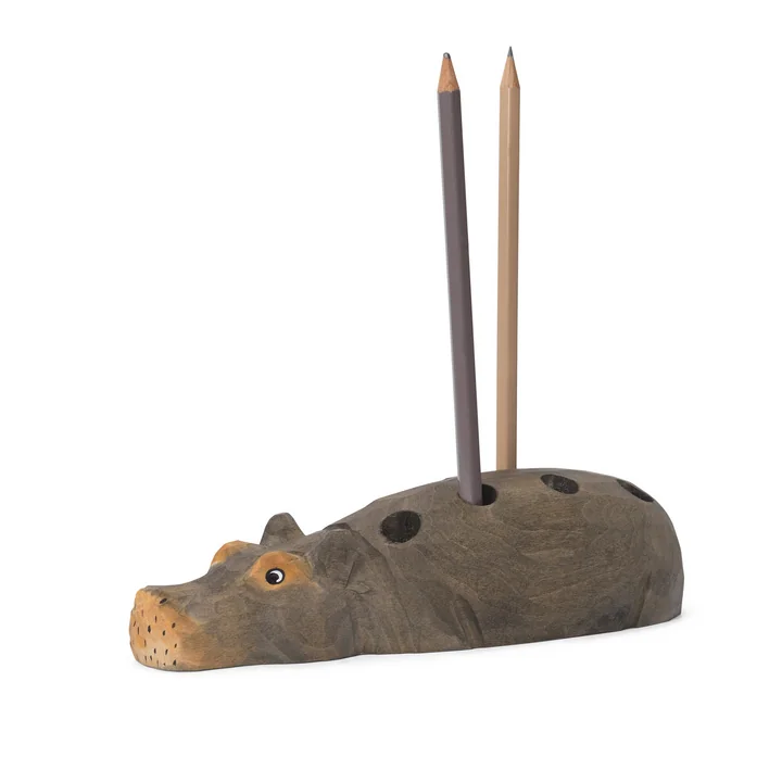 Ferm Living - Hippo pen holder, hand carved / hand painted