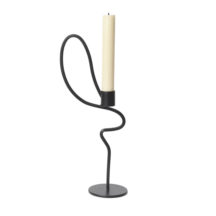Valse Candlestick tall, black by Ferm Living