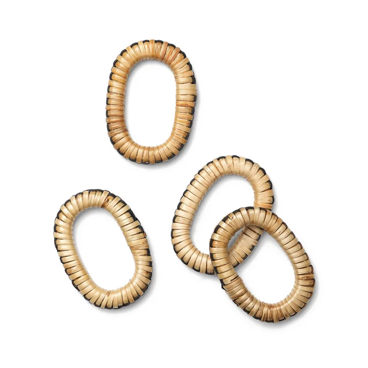 Ferm Living - Weave Napkin rings, nature / black (set of 4)