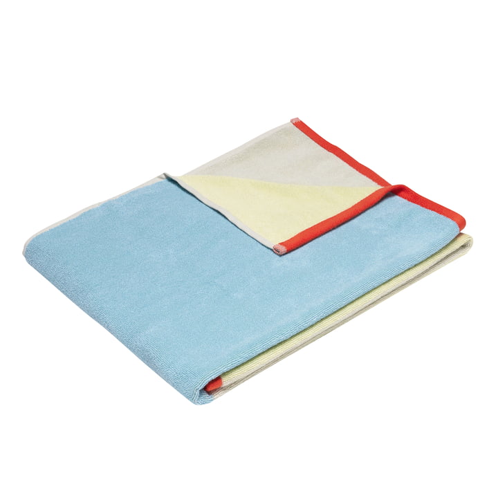 Hübsch Interior - Block Towel, large, light blue / yellow / gray