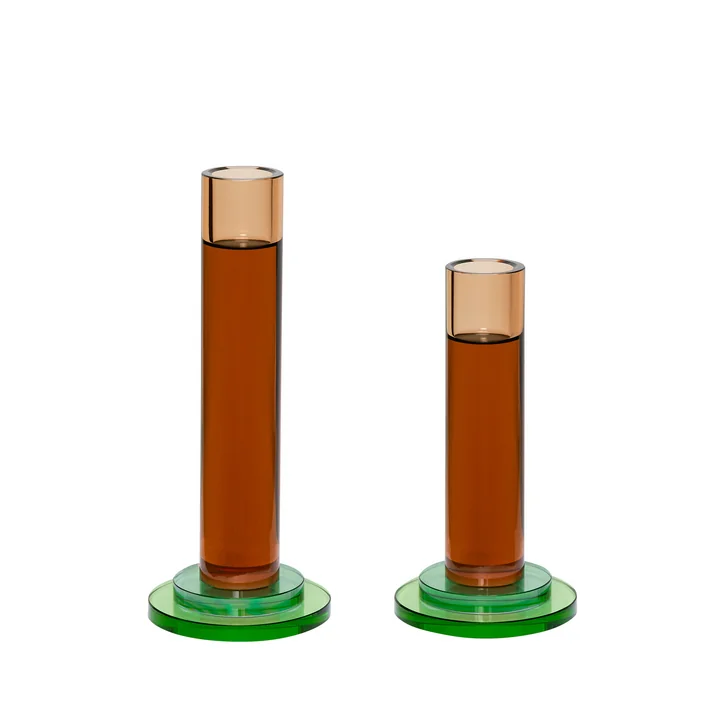 Hübsch Interior - Comet Candlestick, amber (set of 2)