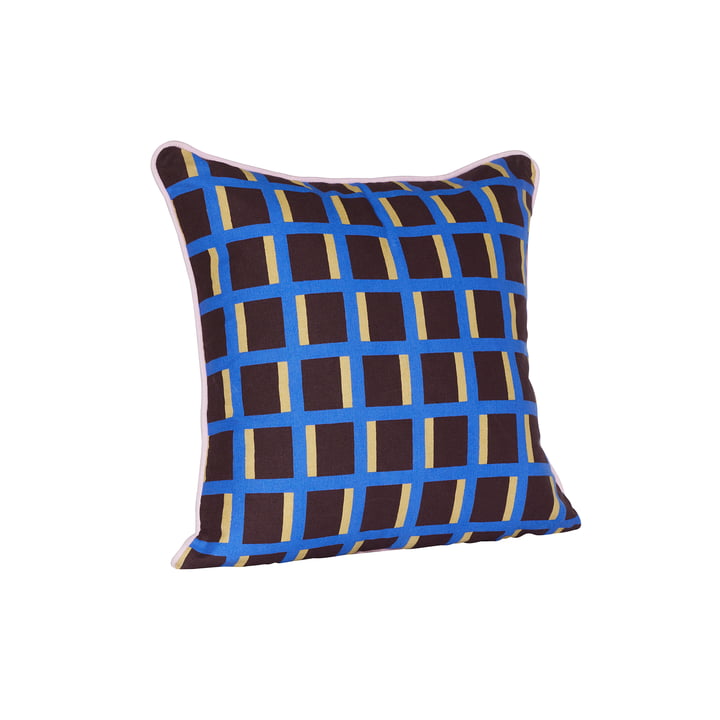 Hübsch Interior - Agenda Cushion, 50 x 50 cm, multicolored / brown / blue