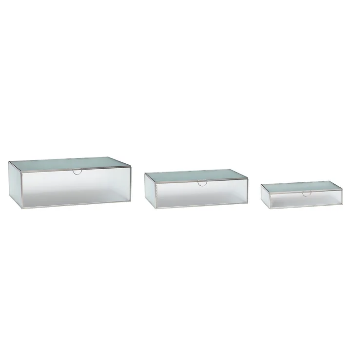 Hübsch Interior - Ripple Glass boxes, frosted (set of 3)