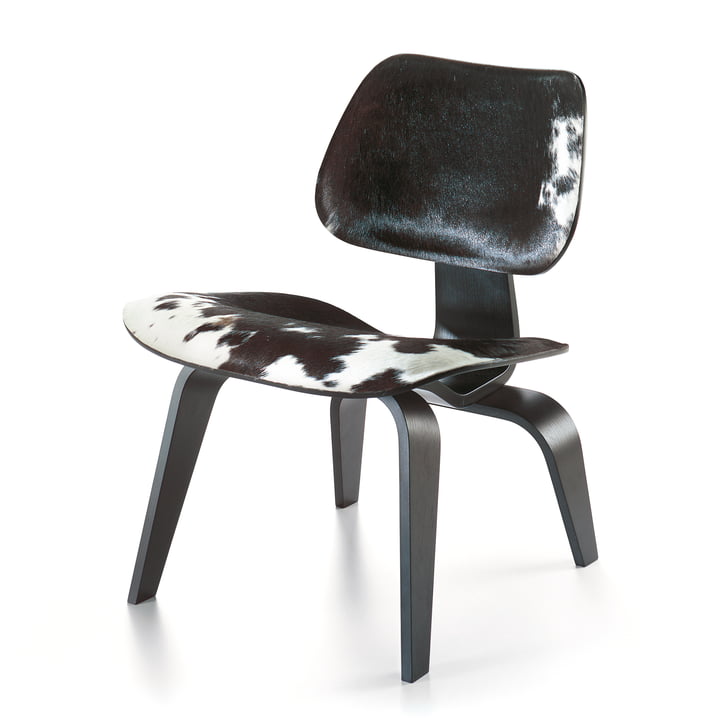 Vitra - LCW chair, ash black, cowhide black / white