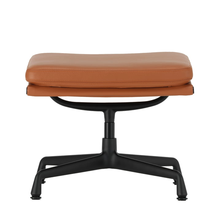 Vitra - EA 223 Soft Pad stool deep black, leather Premium F, cognac (glides for carpet )