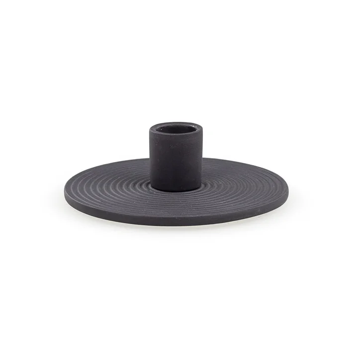 Nuuck - Ceramic candle holder Ø 12 x H 3.5 cm, charcoal black