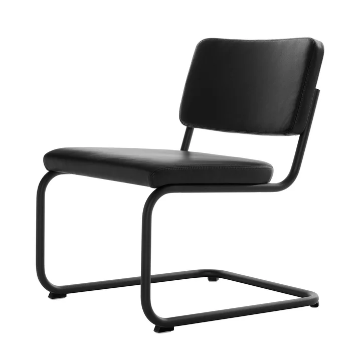 Thonet - S 32 PVL Lounge chair, RAL 9005 (deep black) / Nappa leather black