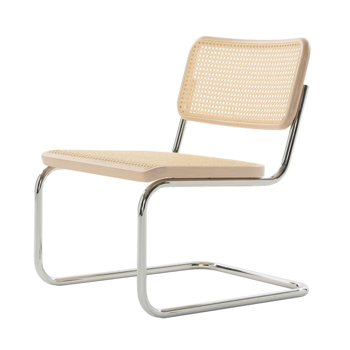 Thonet - S 32 VL Lounge chair, chrome / lightened stained beech (TP 107) / wickerwork with support fabric