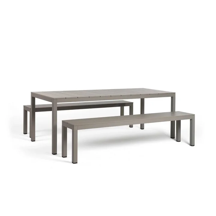 Aluminum table and benches set