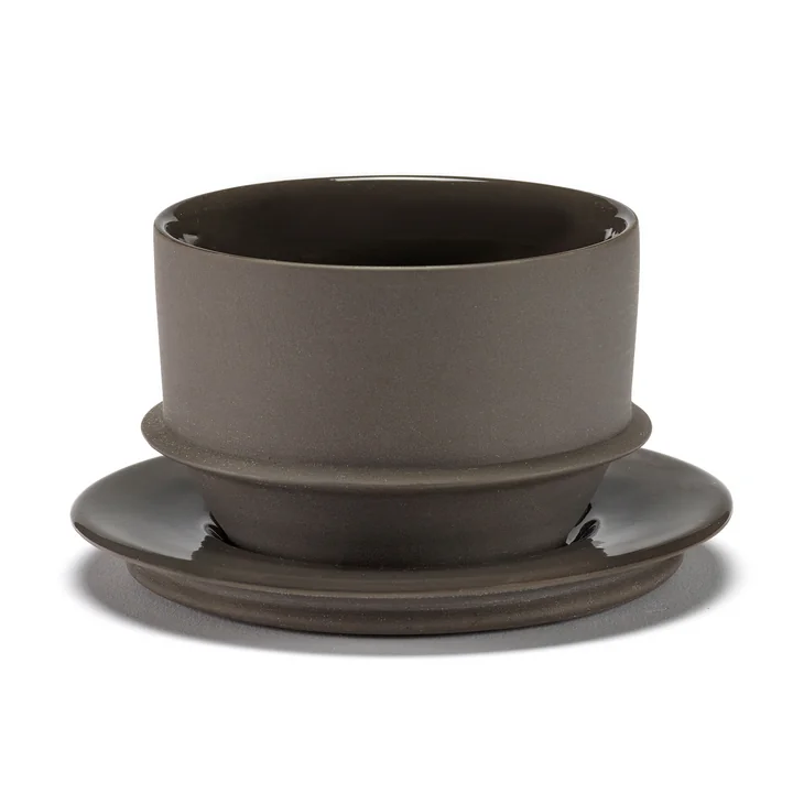 Serax - Dune coffee cup by Kelly Wearstler, slate / brown on saucer