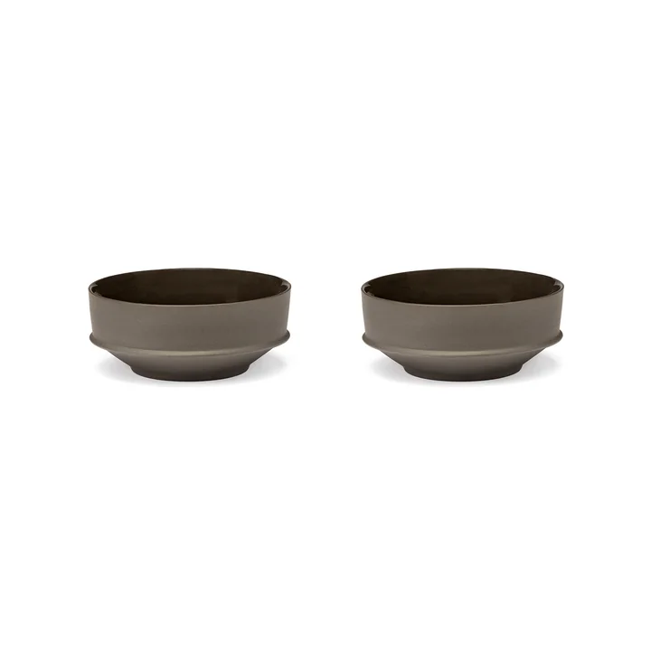 Dune Bowl by Kelly Wearstler, Ø 14.5 cm, Slate / brown (set of 2) by Serax