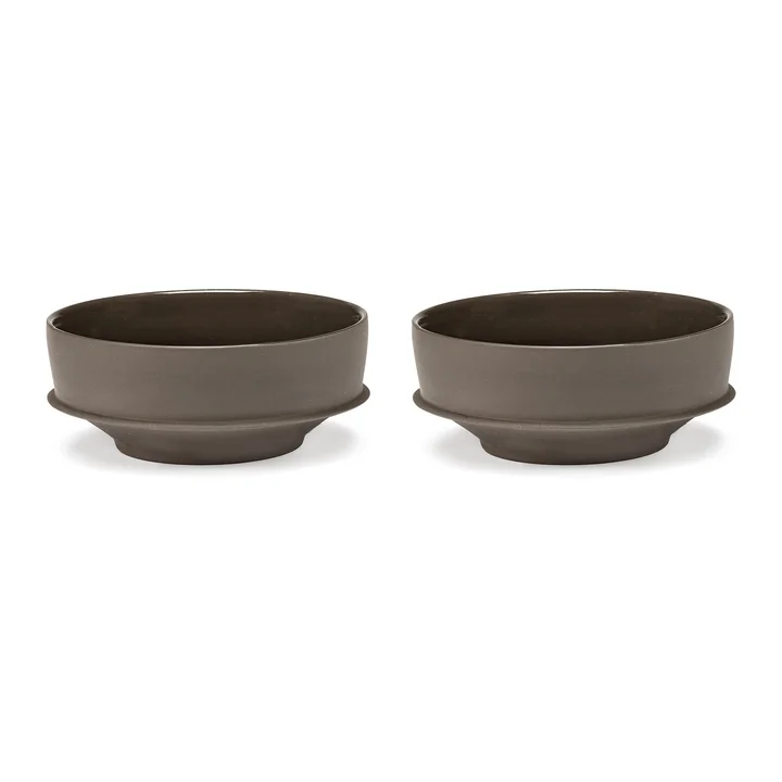 Dune Bowl by Kelly Wearstler, Ø 19 cm, Slate / brown (set of 2) by Serax