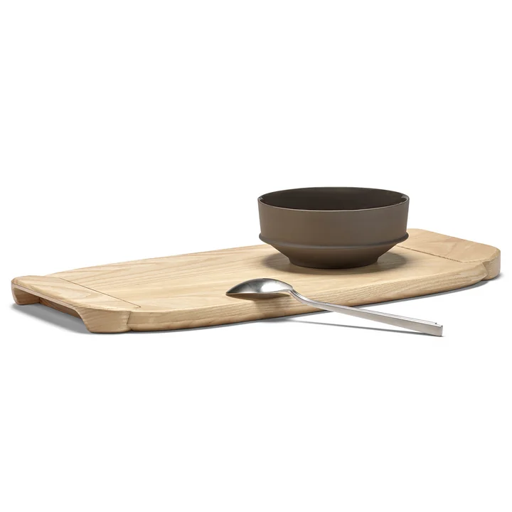 Dune Tray by Kelly Wearstler, 02, ash natural, bowl Slate brown by Serax