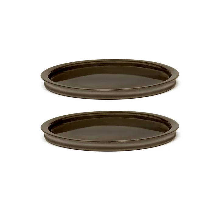 Dune Plate by Kelly Wearstler, Ø 23 cm, Slate / brown (set of 2) by Serax