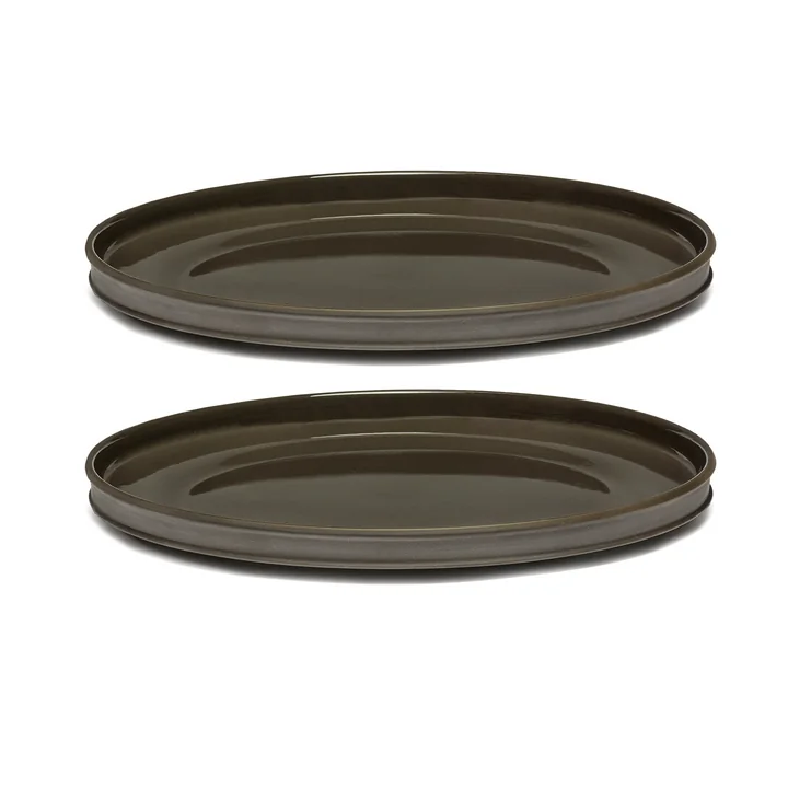 Dune Plate by Kelly Wearstler, Ø 28 cm, Slate / brown (set of 2) by Serax