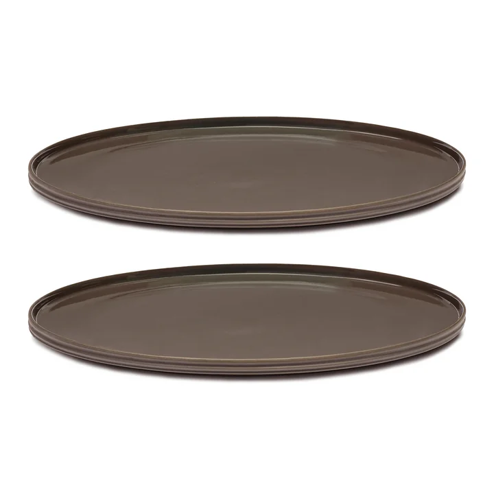 Dune Plate by Kelly Wearstler, Ø 33 cm, Slate / brown (set of 2) by Serax